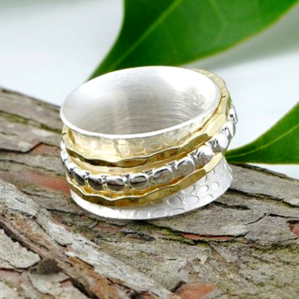 Two tone Handmade Spinner Anxiety Ring Sz 6 7